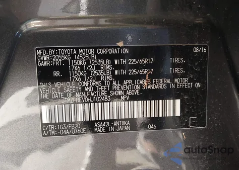 2017 Toyota Rav4 Le z USA, uszkodzony, nr VIN JTMZFREV0HJ102483